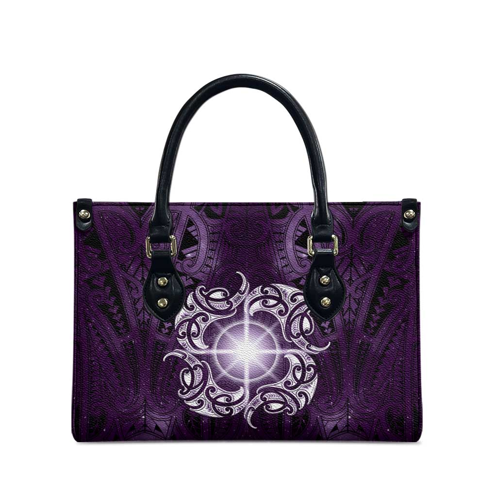 New Zealand Matariki Waipunarangi Leather Bag Maori Moko Purple Galaxy