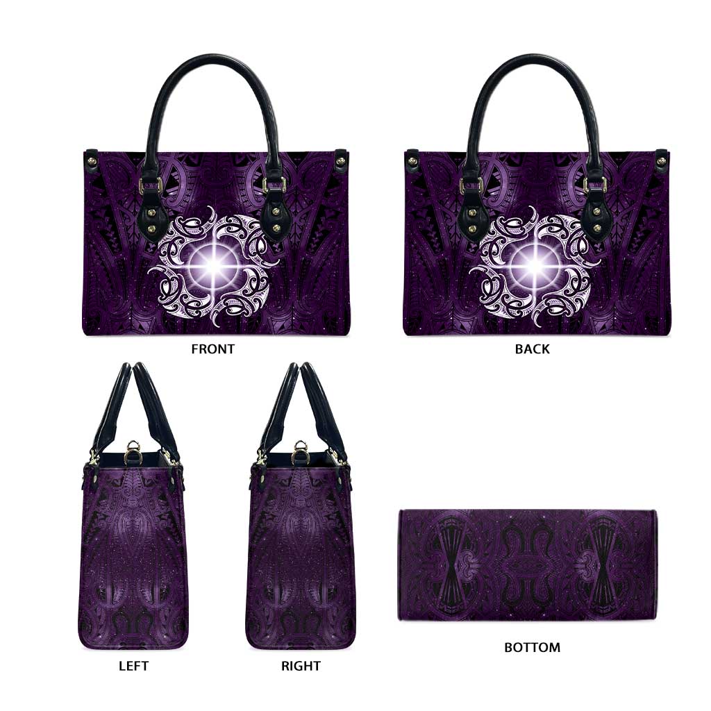 New Zealand Matariki Waipunarangi Leather Bag Maori Moko Purple Galaxy
