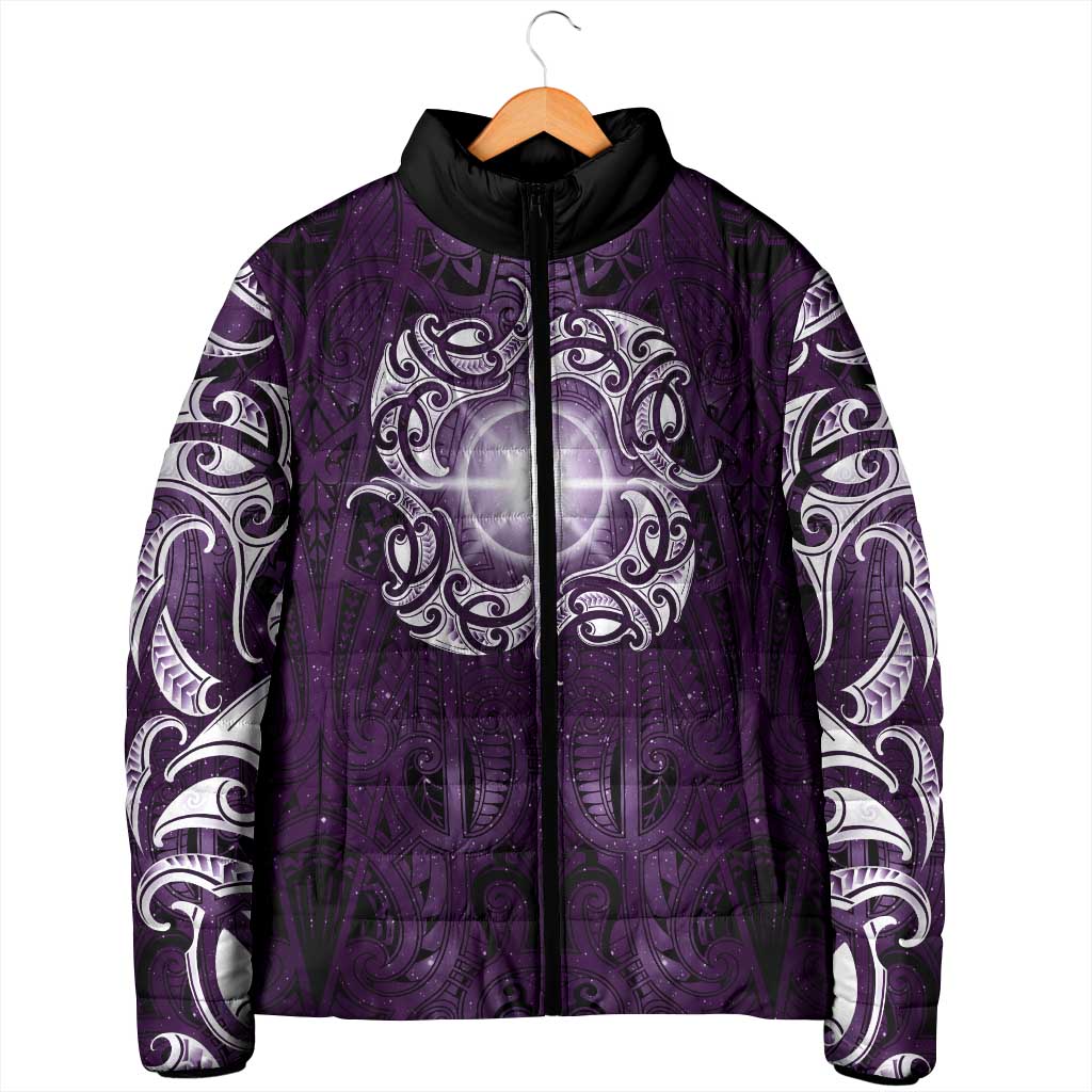 New Zealand Matariki Waipunarangi Padded Jacket Maori Moko Purple Galaxy