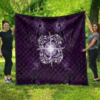 New Zealand Matariki Waipunarangi Quilt Maori Moko Purple Galaxy