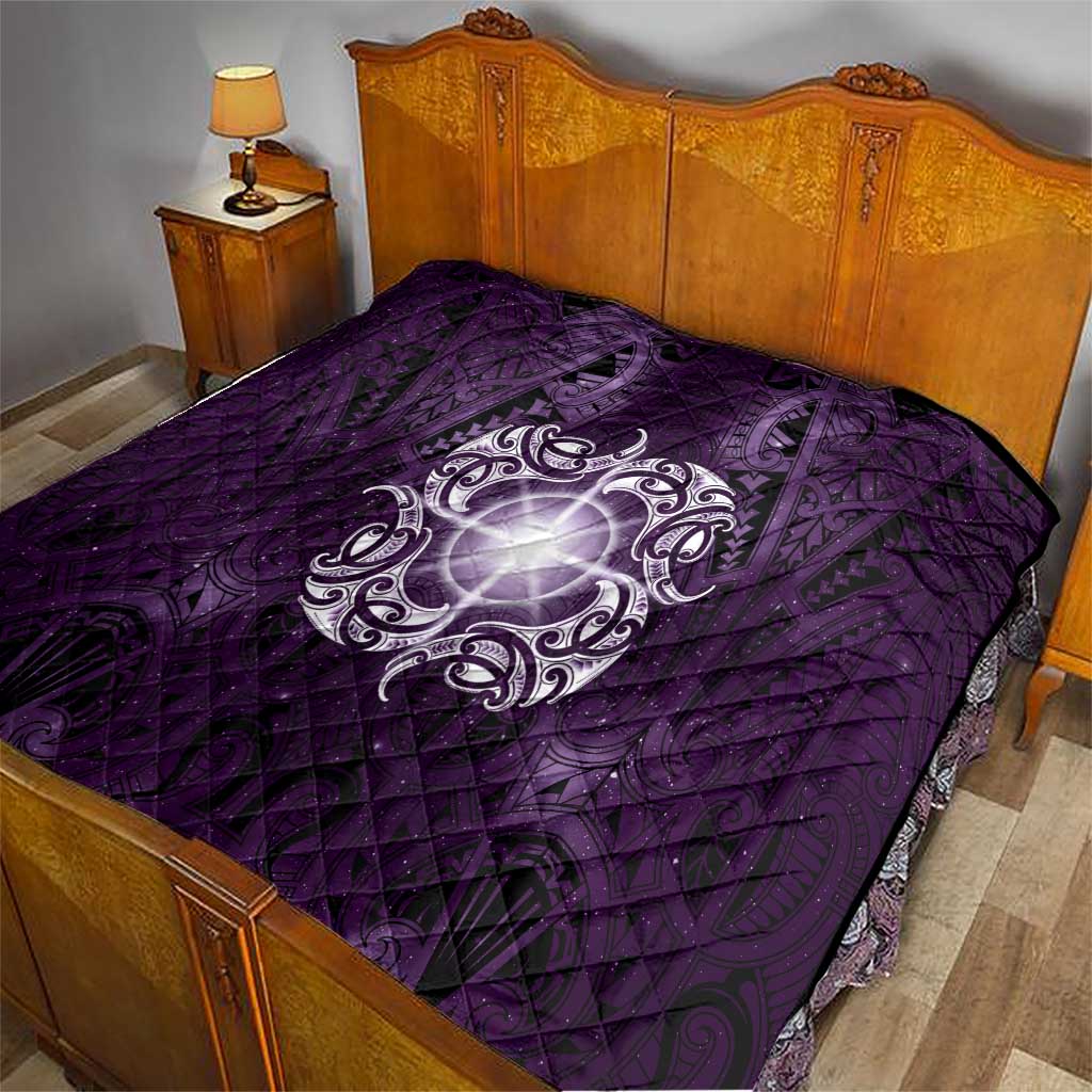 New Zealand Matariki Waipunarangi Quilt Maori Moko Purple Galaxy