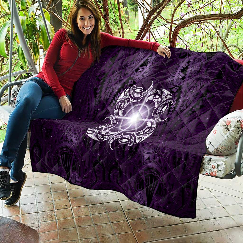 New Zealand Matariki Waipunarangi Quilt Maori Moko Purple Galaxy