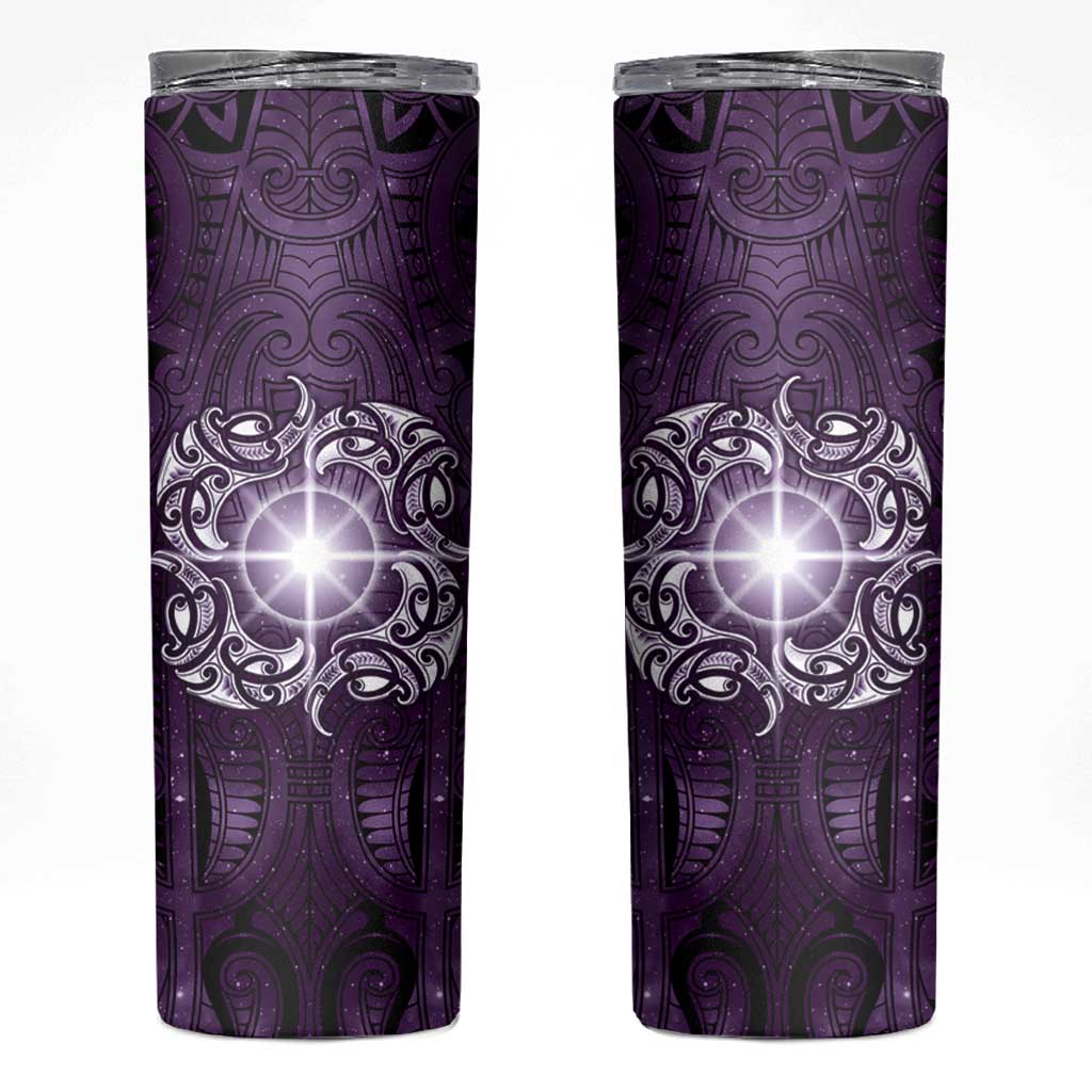 New Zealand Matariki Waipunarangi Skinny Tumbler Maori Moko Purple Galaxy LT05 Purple - Polynesian Pride