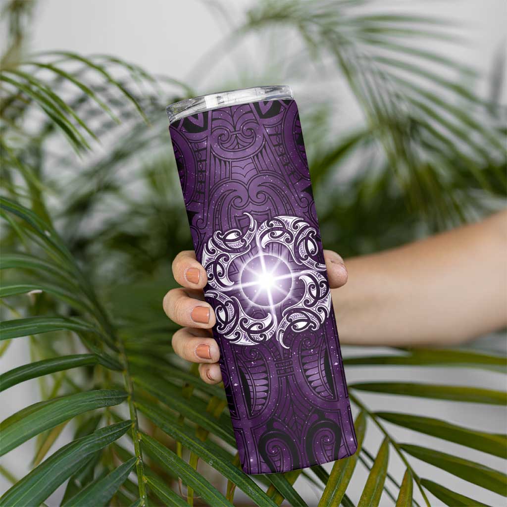 New Zealand Matariki Waipunarangi Skinny Tumbler Maori Moko Purple Galaxy LT05 - Polynesian Pride