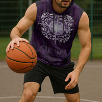 New Zealand Matariki Waipunarangi Sleeveless Hoodie Maori Moko Purple Galaxy LT05 - Polynesian Pride