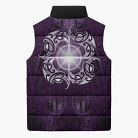 New Zealand Matariki Waipunarangi Sleeveless Puffer Jacket Maori Moko Purple Galaxy