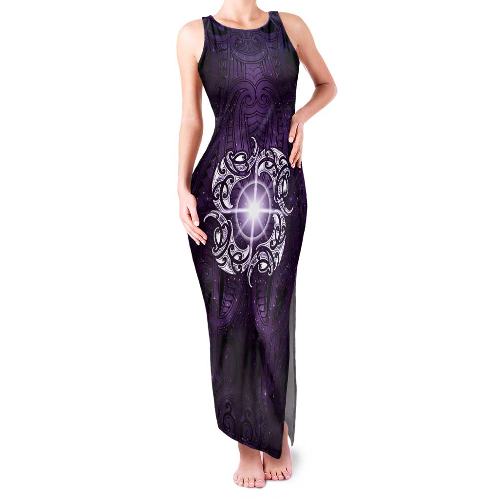 New Zealand Matariki Waipunarangi Tank Maxi Dress Maori Moko Purple Galaxy LT05 Women Purple - Polynesian Pride