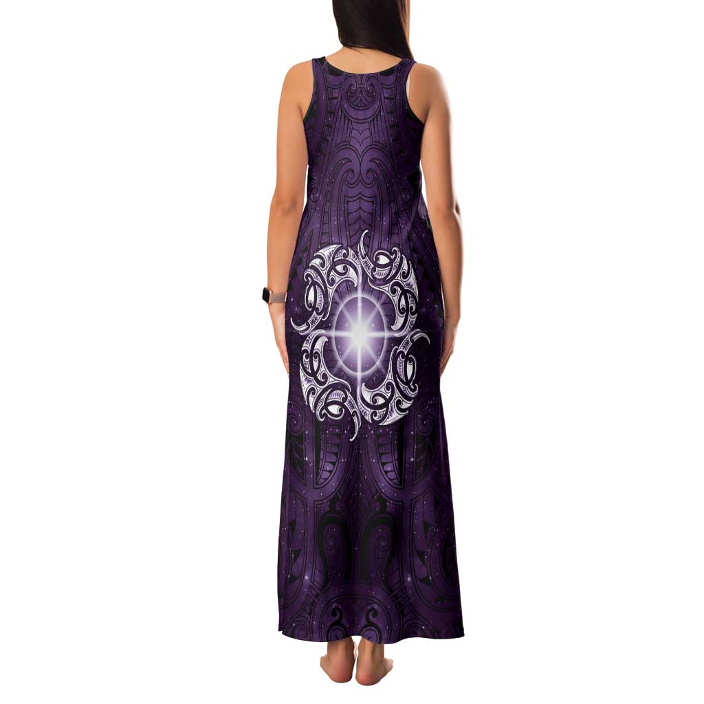 New Zealand Matariki Waipunarangi Tank Maxi Dress Maori Moko Purple Galaxy LT05 - Polynesian Pride