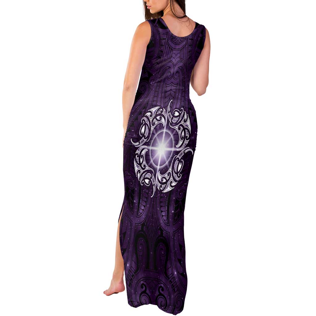 New Zealand Matariki Waipunarangi Tank Maxi Dress Maori Moko Purple Galaxy LT05 - Polynesian Pride