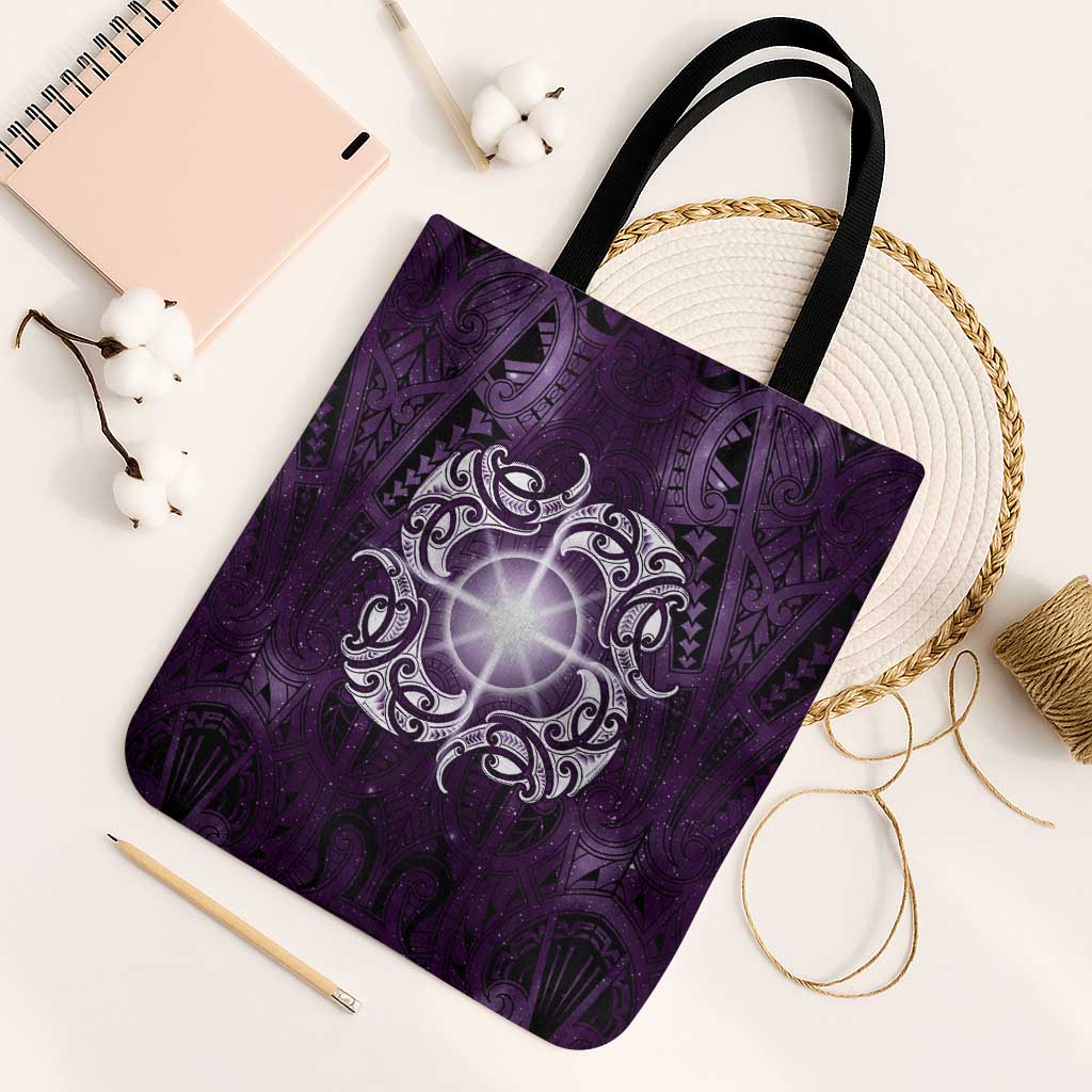 New Zealand Matariki Waipunarangi Tote Bag Maori Moko Purple Galaxy