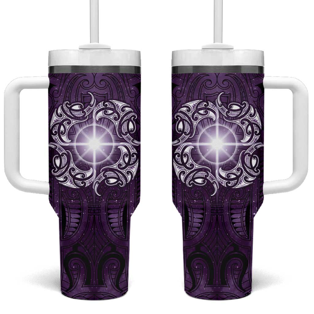 New Zealand Matariki Waipunarangi Tumbler With Handle Maori Moko Purple Galaxy