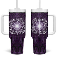 New Zealand Matariki Waipunarangi Tumbler With Handle Maori Moko Purple Galaxy