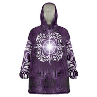 New Zealand Matariki Waipunarangi Wearable Blanket Hoodie Maori Moko Purple Galaxy LT05 One Size Purple - Polynesian Pride