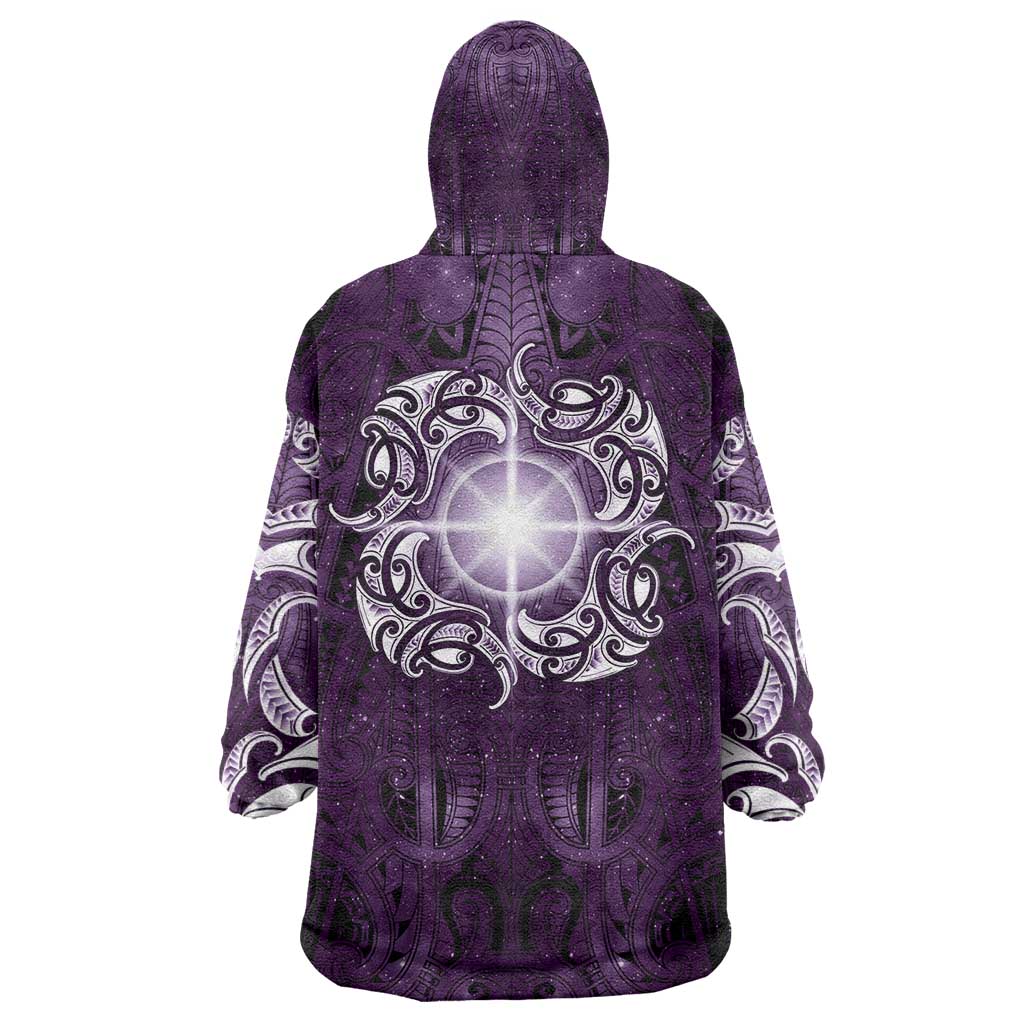 New Zealand Matariki Waipunarangi Wearable Blanket Hoodie Maori Moko Purple Galaxy LT05 - Polynesian Pride