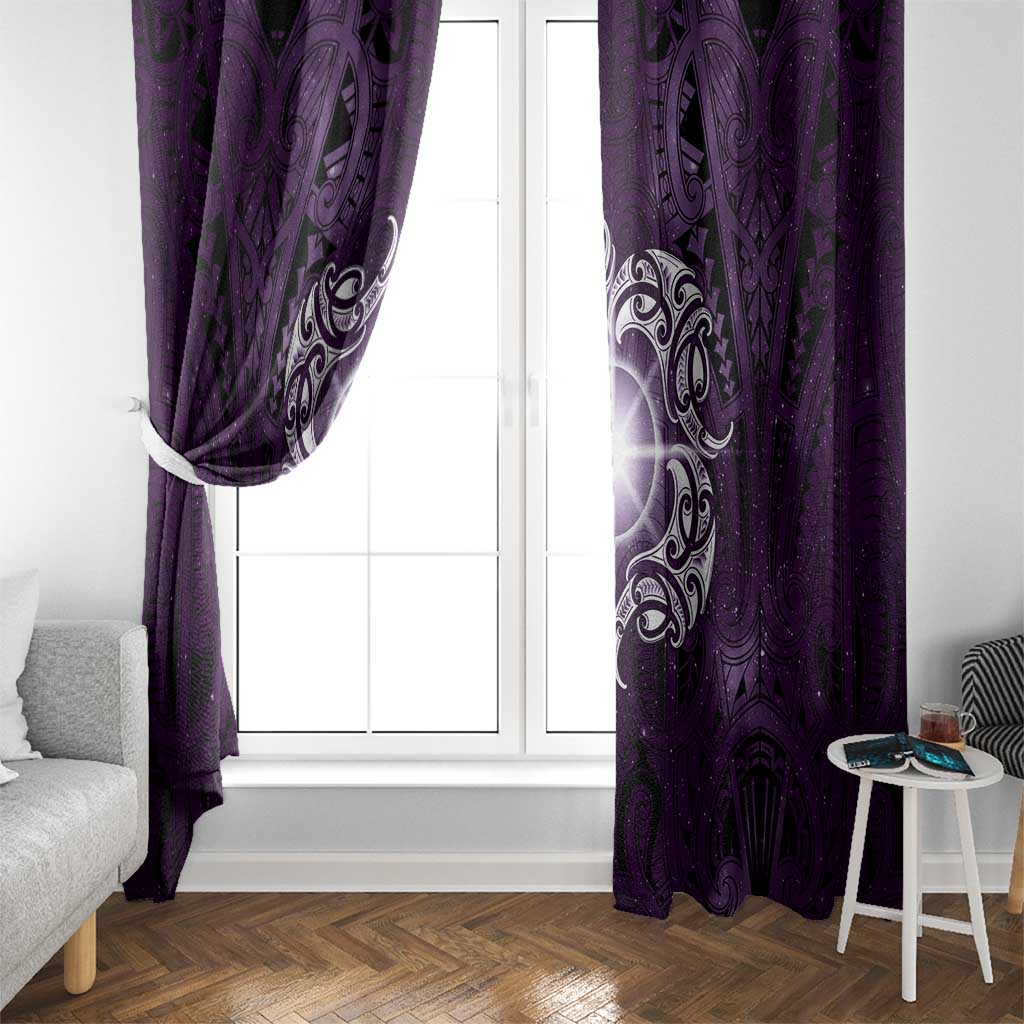 New Zealand Matariki Waipunarangi Window Curtain Maori Moko Purple Galaxy
