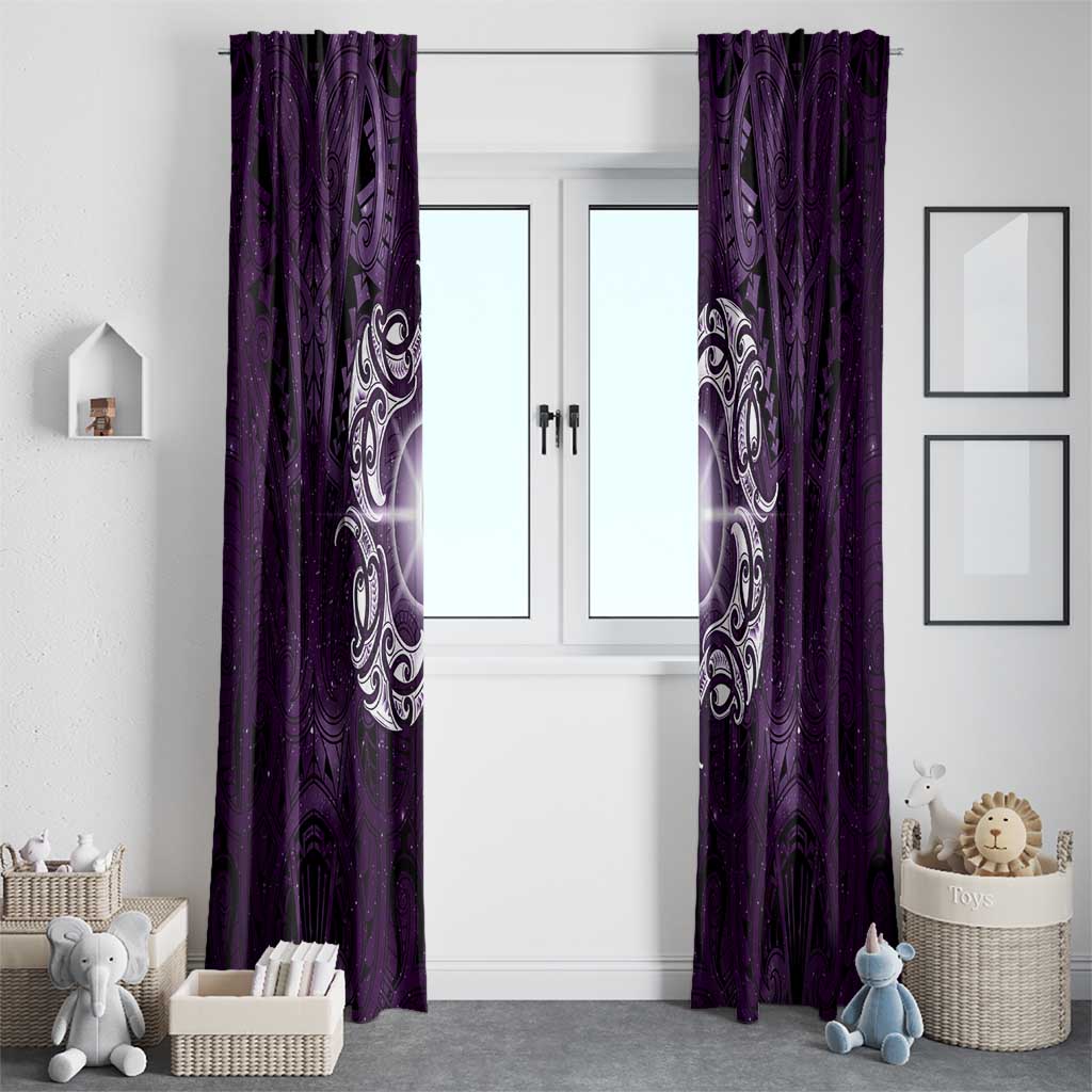 New Zealand Matariki Waipunarangi Window Curtain Maori Moko Purple Galaxy