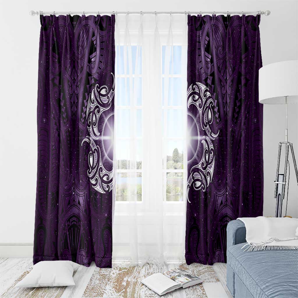 New Zealand Matariki Waipunarangi Window Curtain Maori Moko Purple Galaxy