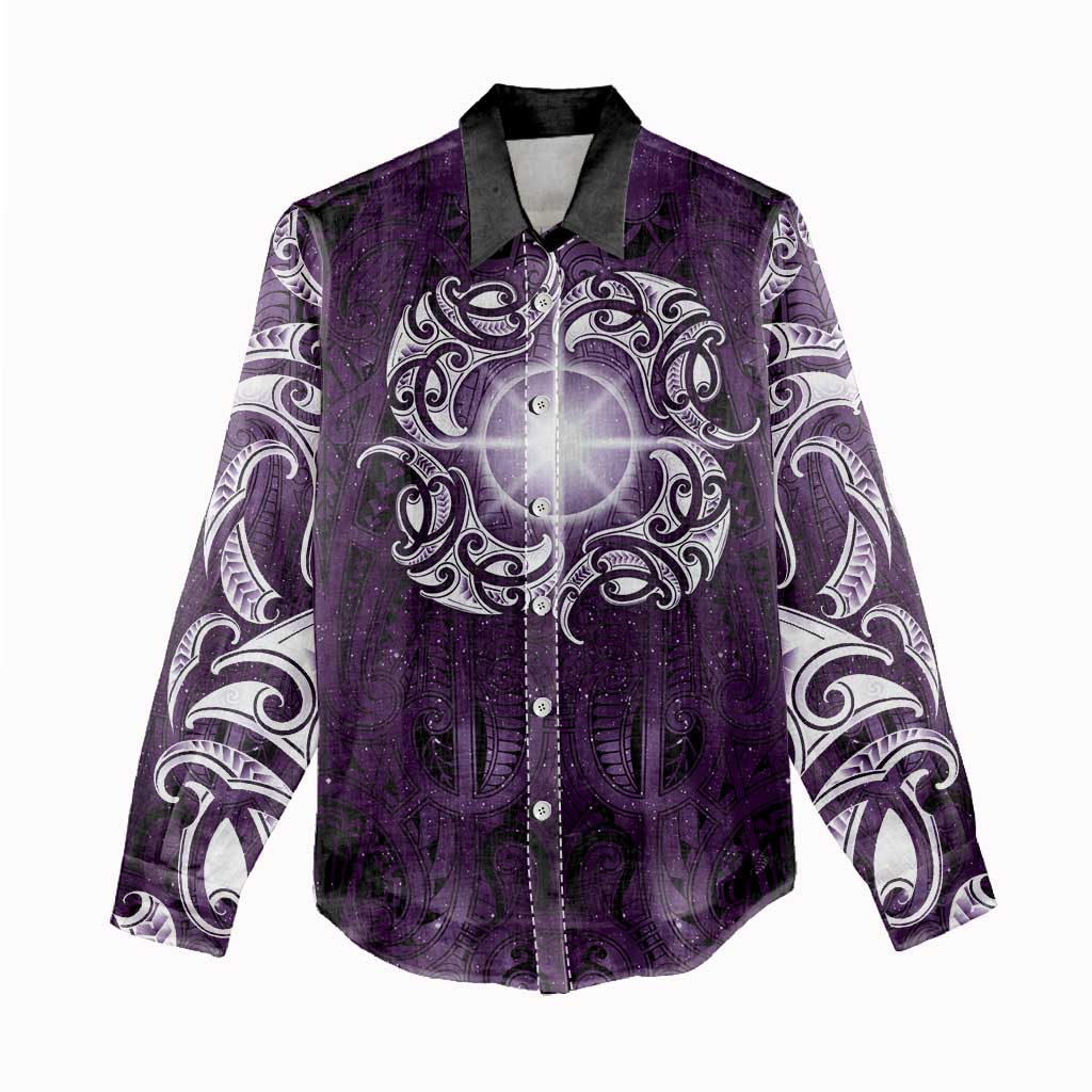 New Zealand Matariki Waipunarangi Women Casual Shirt Maori Moko Purple Galaxy LT05 - Polynesian Pride