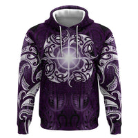 New Zealand Matariki Waipunarangi Zip Hoodie Maori Moko Purple Galaxy
