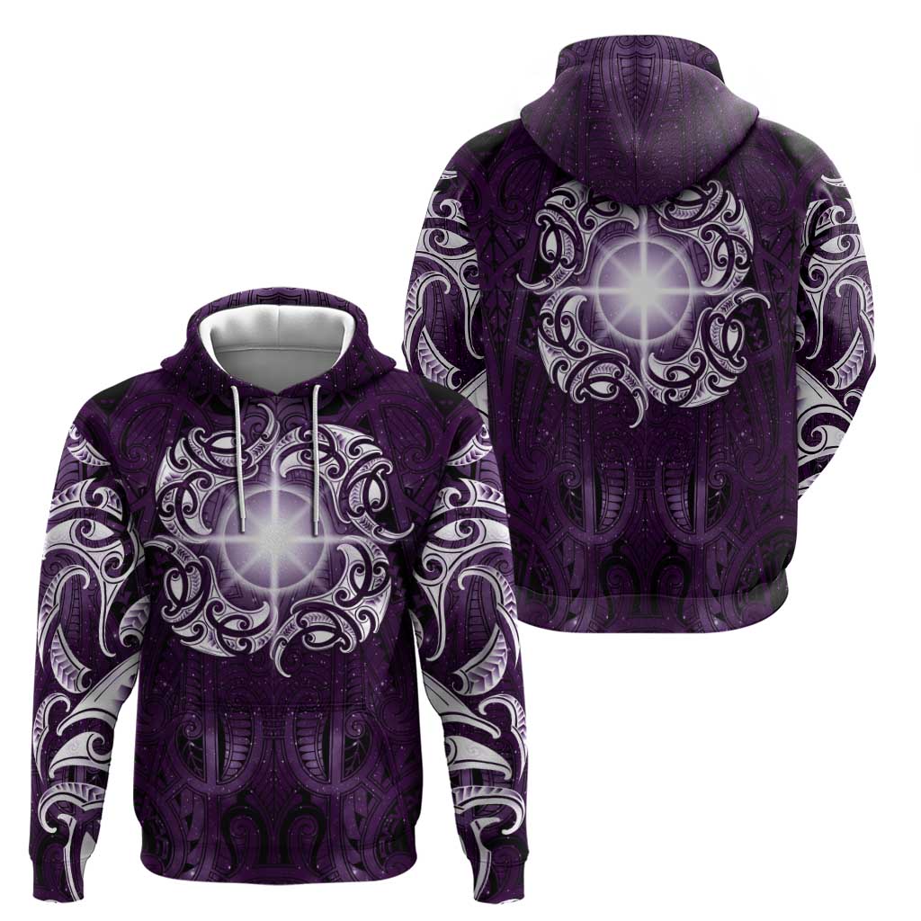 New Zealand Matariki Waipunarangi Zip Hoodie Maori Moko Purple Galaxy