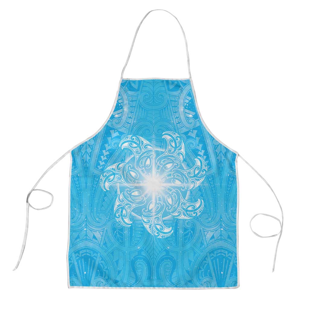 New Zealand Matariki Waiti Apron Maori Moko Cyan Galaxy