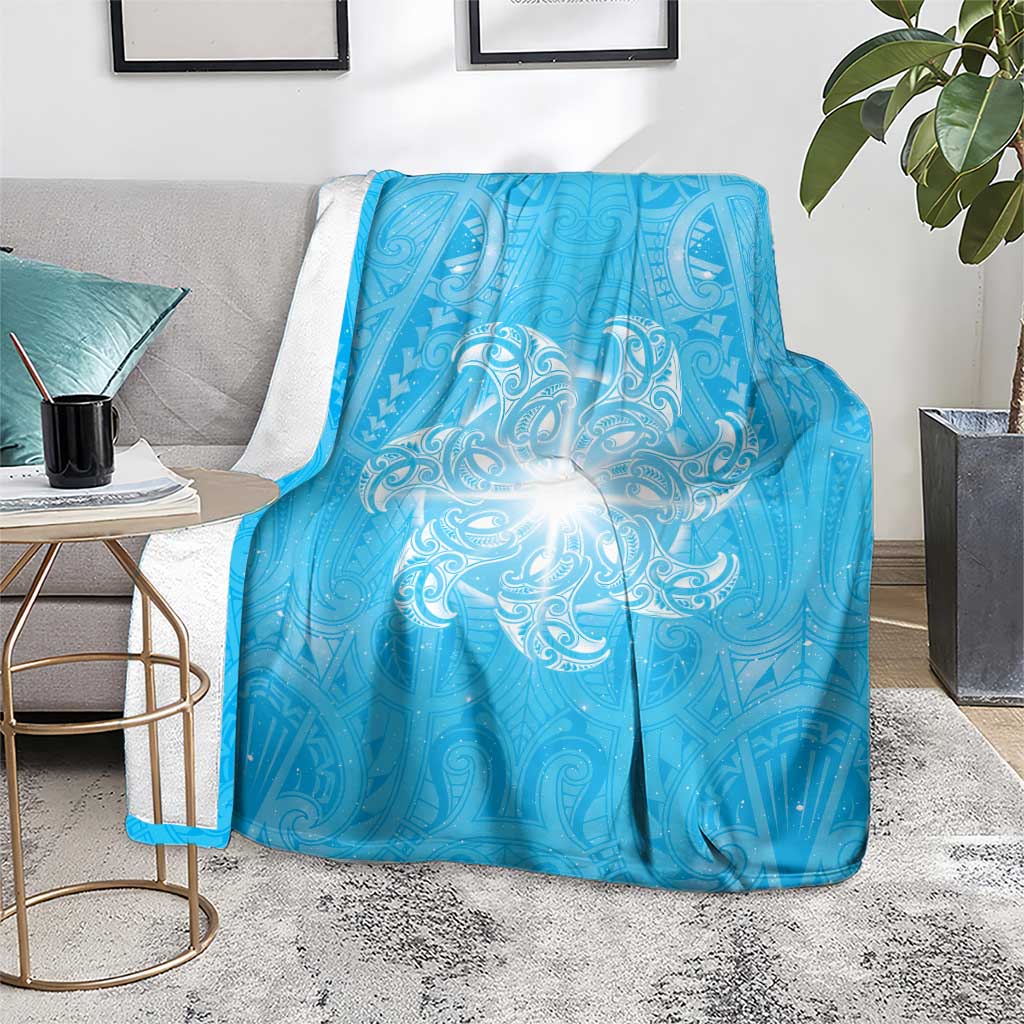 New Zealand Matariki Waiti Blanket Maori Moko Cyan Galaxy