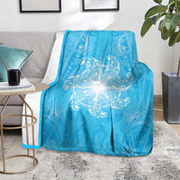 New Zealand Matariki Waiti Blanket Maori Moko Cyan Galaxy