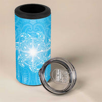 New Zealand Matariki Waiti 4 in 1 Can Cooler Tumbler Maori Moko Cyan Galaxy