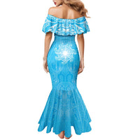 New Zealand Matariki Waiti Family Matching Mermaid Dress and Hawaiian Shirt Maori Moko Cyan Galaxy LT05 - Polynesian Pride