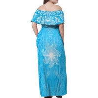 New Zealand Matariki Waiti Family Matching Off Shoulder Maxi Dress and Hawaiian Shirt Maori Moko Cyan Galaxy LT05 - Polynesian Pride
