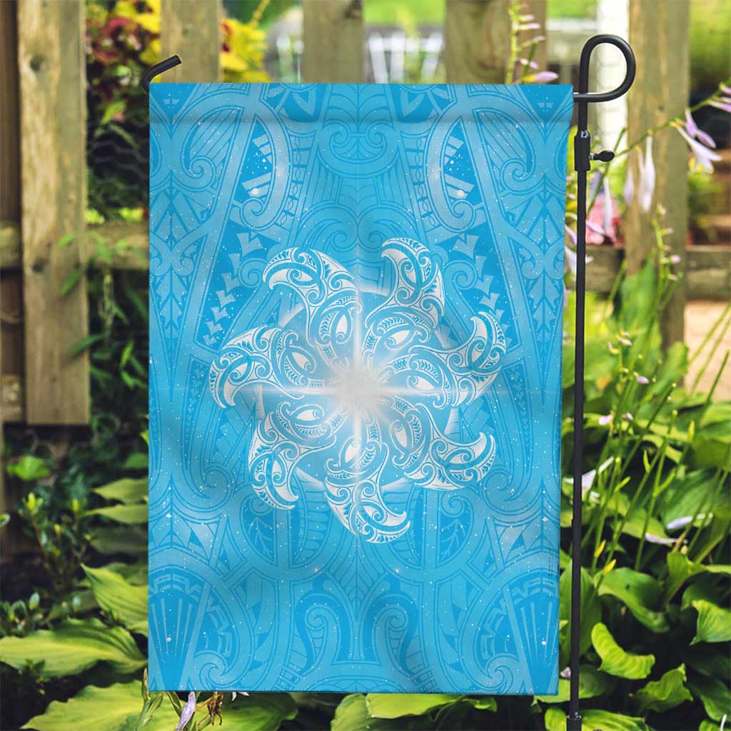 New Zealand Matariki Waiti Garden Flag Maori Moko Cyan Galaxy