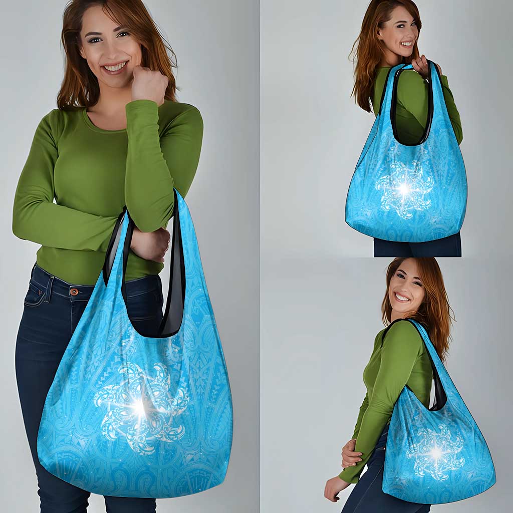 New Zealand Matariki Waiti Grocery Bag Maori Moko Cyan Galaxy