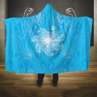 New Zealand Matariki Waiti Hooded Blanket Maori Moko Cyan Galaxy