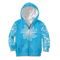 New Zealand Matariki Waiti Kid Hoodie Maori Moko Cyan Galaxy