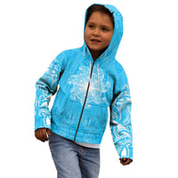 New Zealand Matariki Waiti Kid Hoodie Maori Moko Cyan Galaxy