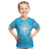 New Zealand Matariki Waiti Kid T Shirt Maori Moko Cyan Galaxy
