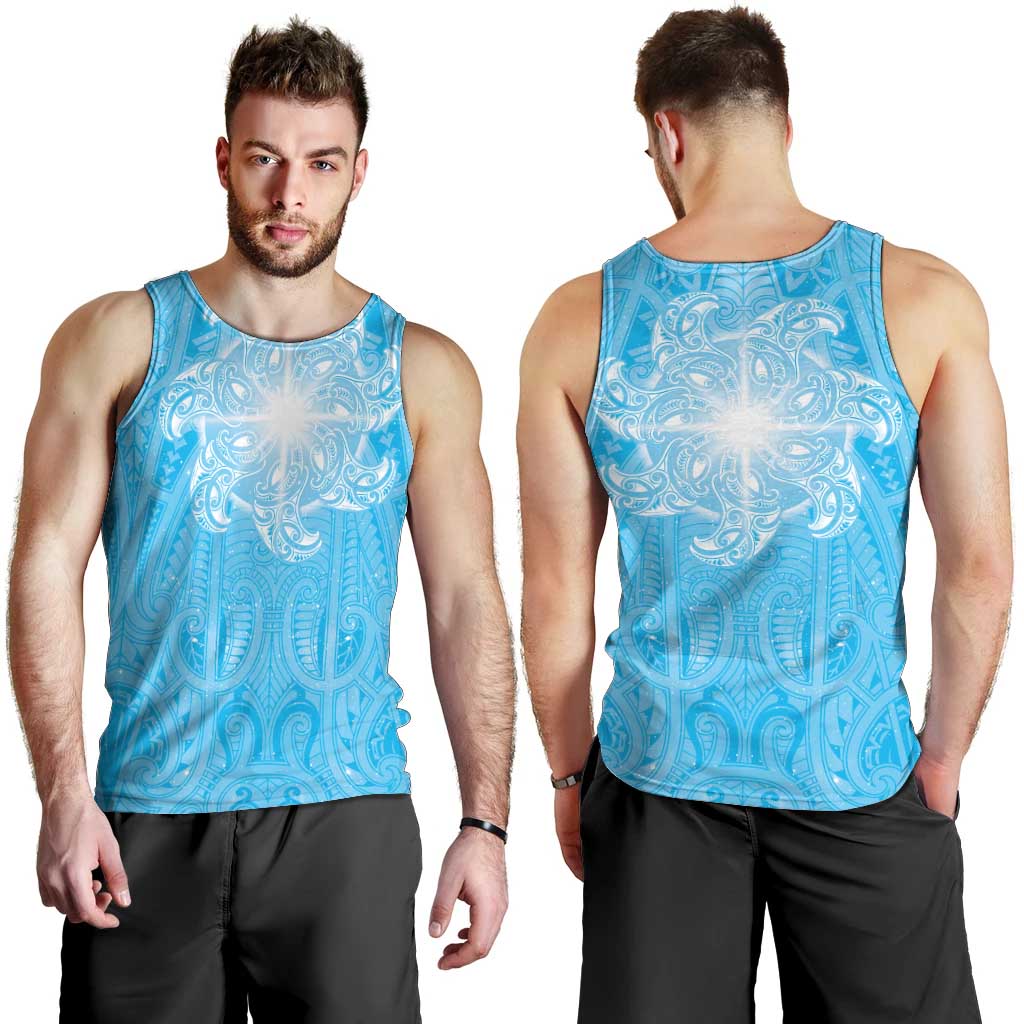 New Zealand Matariki Waiti Men Tank Top Maori Moko Cyan Galaxy