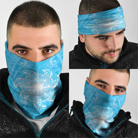 New Zealand Matariki Waiti Neck Gaiter Maori Moko Cyan Galaxy