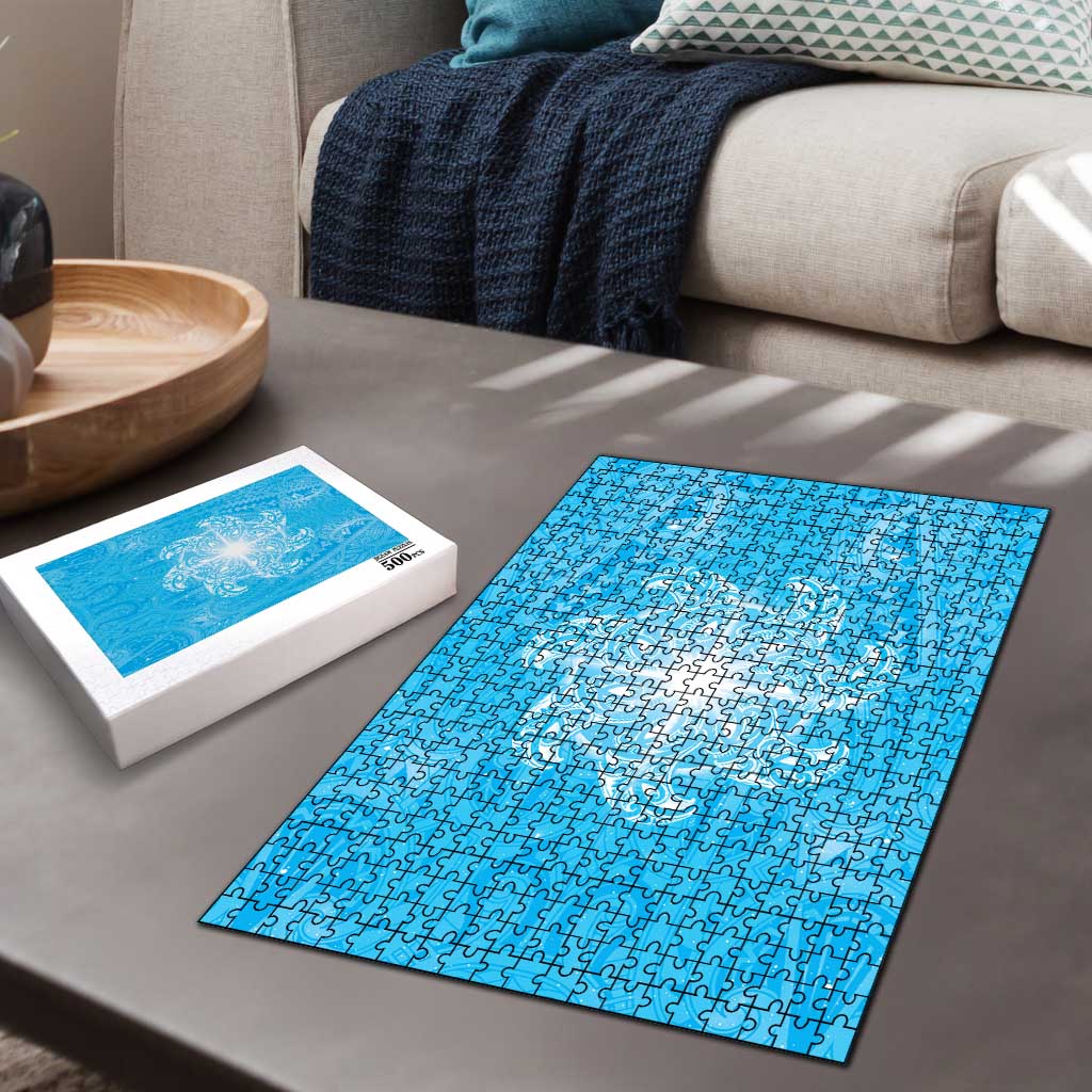 New Zealand Matariki Waiti Puzzle Maori Moko Cyan Galaxy