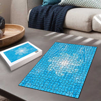New Zealand Matariki Waiti Puzzle Maori Moko Cyan Galaxy