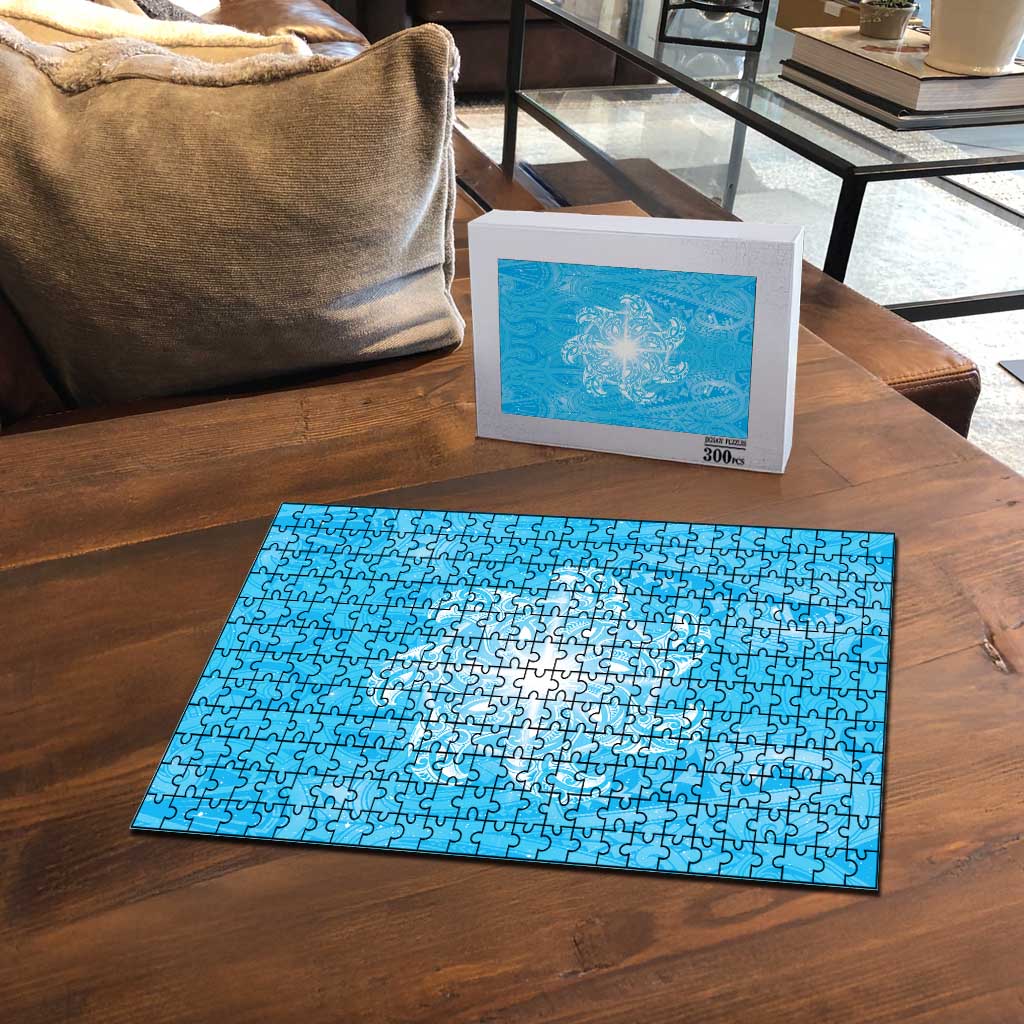 New Zealand Matariki Waiti Puzzle Maori Moko Cyan Galaxy