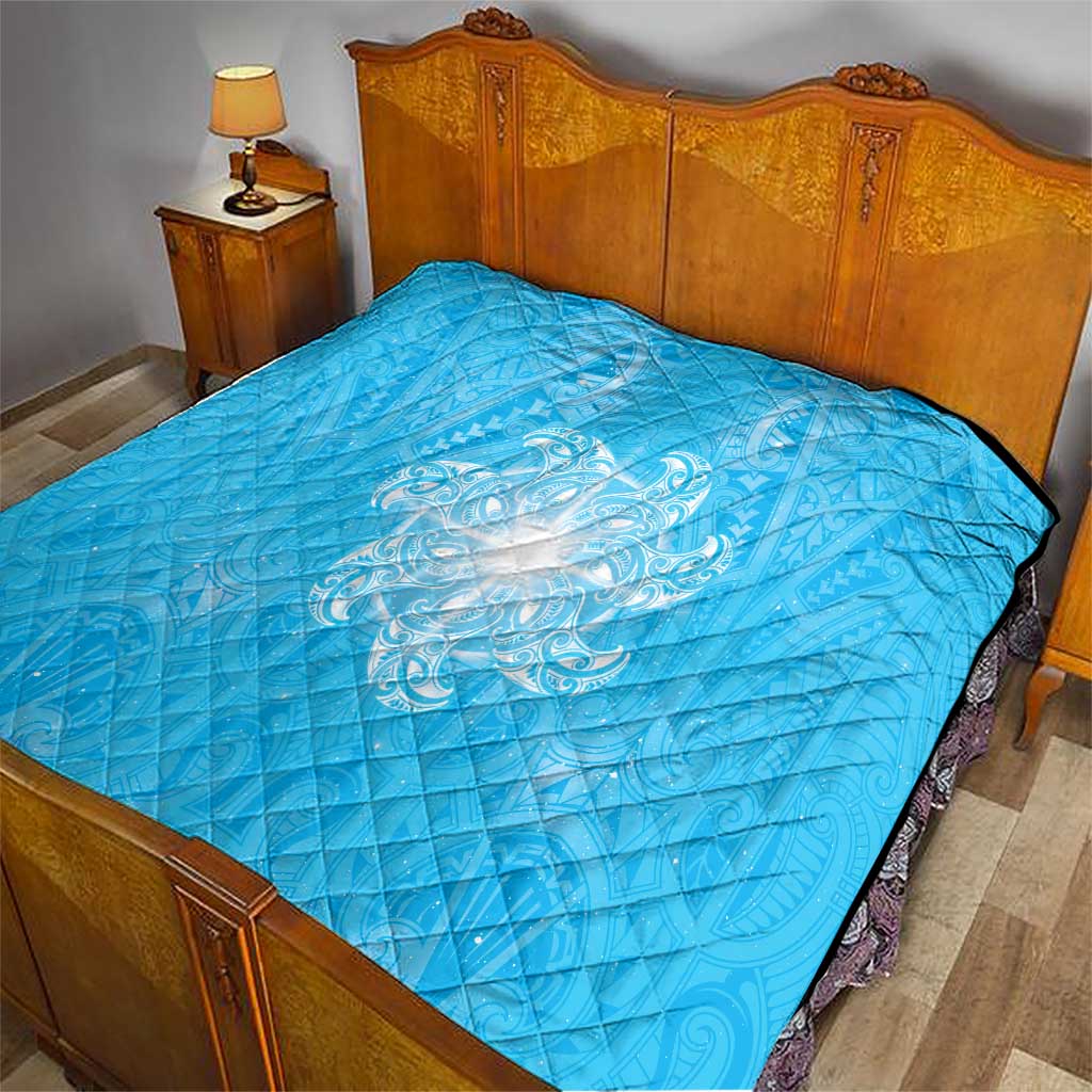 New Zealand Matariki Waiti Quilt Maori Moko Cyan Galaxy