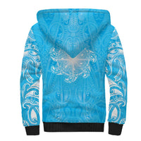 New Zealand Matariki Waiti Sherpa Hoodie Maori Moko Cyan Galaxy