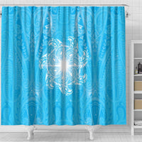 New Zealand Matariki Waiti Shower Curtain Maori Moko Cyan Galaxy