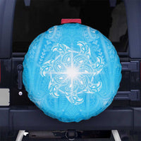 New Zealand Matariki Waiti Spare Tire Cover Maori Moko Cyan Galaxy