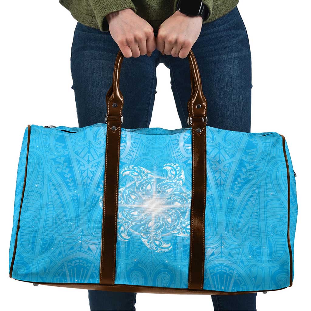 New Zealand Matariki Waiti Travel Bag Maori Moko Cyan Galaxy LT05 Cyan - Polynesian Pride