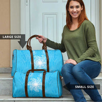New Zealand Matariki Waiti Travel Bag Maori Moko Cyan Galaxy