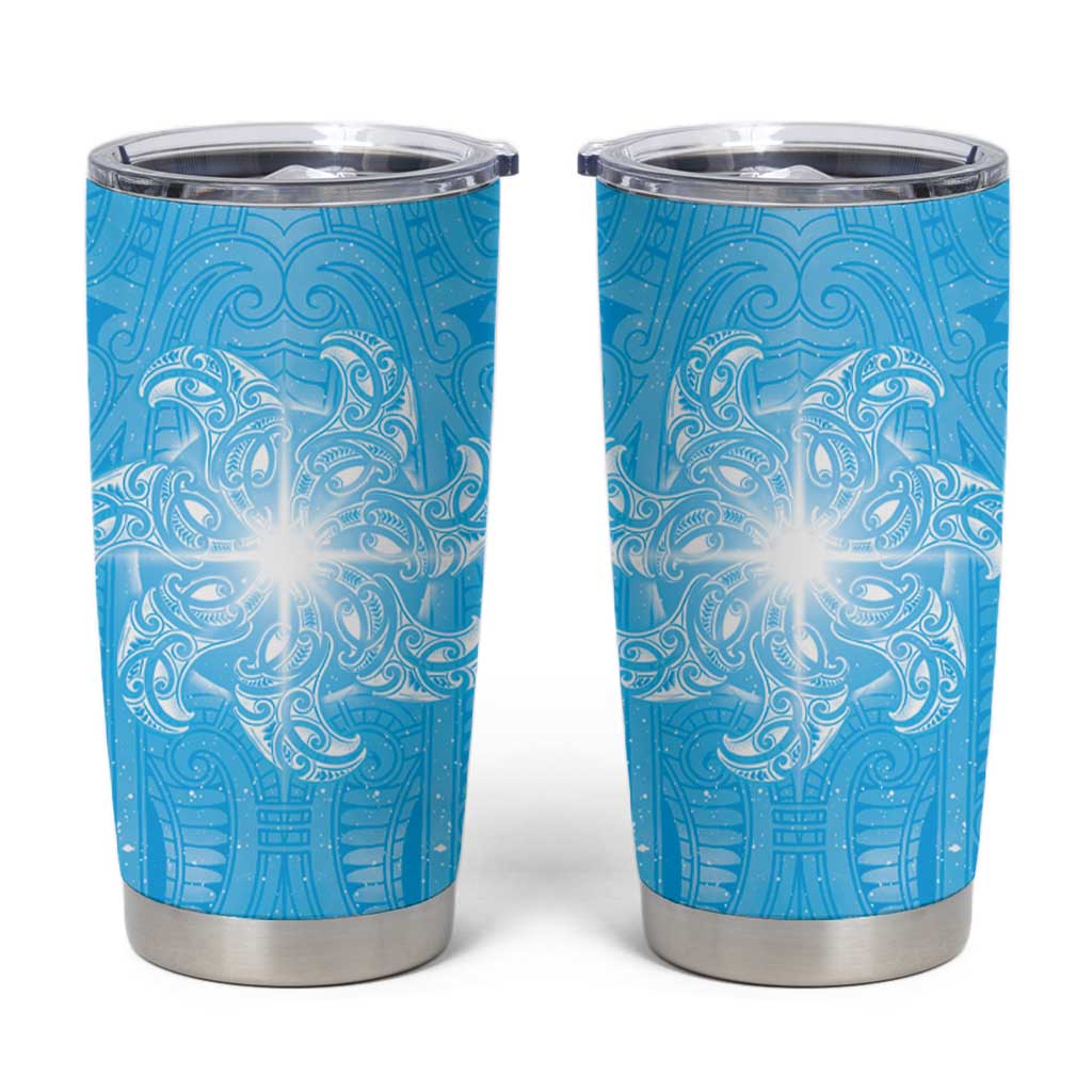 New Zealand Matariki Waiti Tumbler Cup Maori Moko Cyan Galaxy