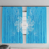 New Zealand Matariki Waiti Window Curtain Maori Moko Cyan Galaxy