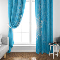 New Zealand Matariki Waiti Window Curtain Maori Moko Cyan Galaxy